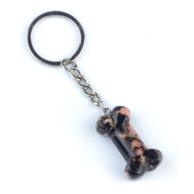 Olivenorma Vibrant Color Natural Crystal Bone Shaped Keychain - Rose Stone - image 10