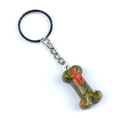 Olivenorma Vibrant Color Natural Crystal Bone Shaped Keychain - Unakite - image 20