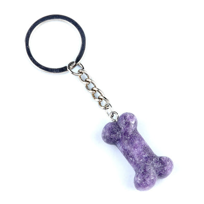 Olivenorma Vibrant Color Natural Crystal Bone Shaped Keychain - Lepidolite - image 41