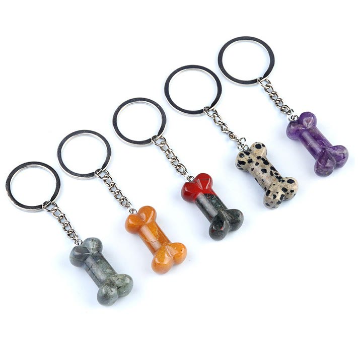 Olivenorma Vibrant Color Natural Crystal Bone Shaped Keychain - image 43
