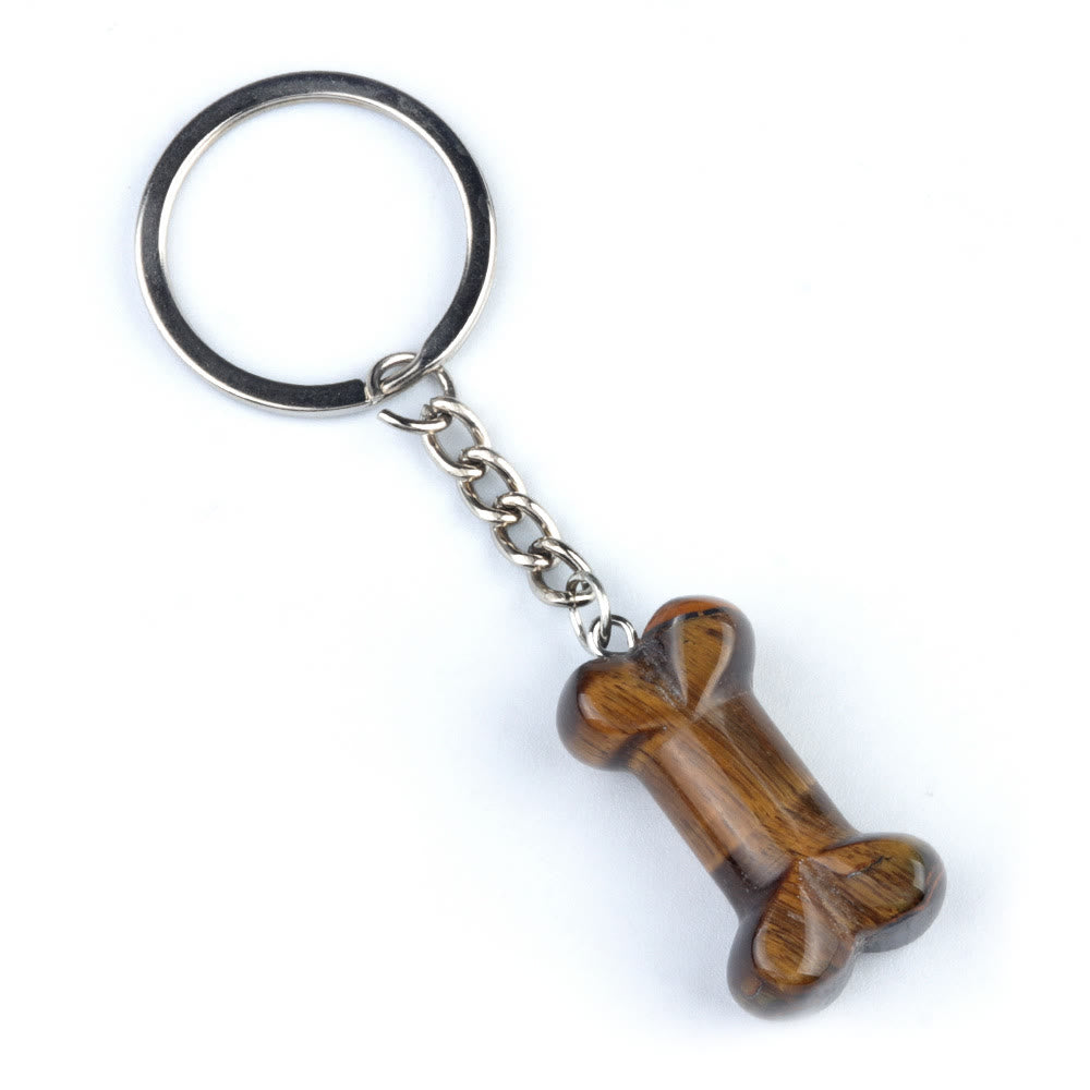 Olivenorma Vibrant Color Natural Crystal Bone Shaped Keychain - Tiger Eye - image 18
