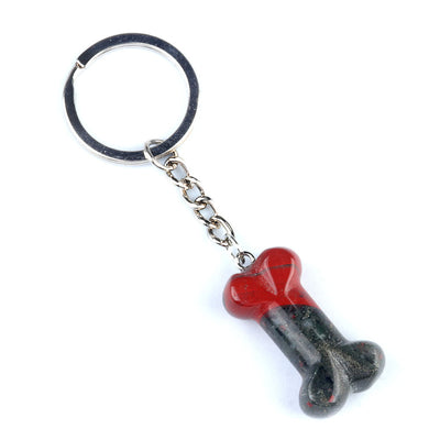 Olivenorma Vibrant Color Natural Crystal Bone Shaped Keychain - African Blood Stone - image 3