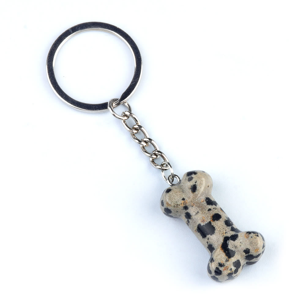 Olivenorma Vibrant Color Natural Crystal Bone Shaped Keychain - Dalmatian - image 13