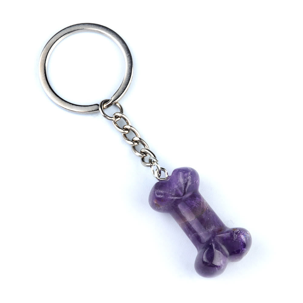 Olivenorma Vibrant Color Natural Crystal Bone Shaped Keychain - Amethyst - image 32