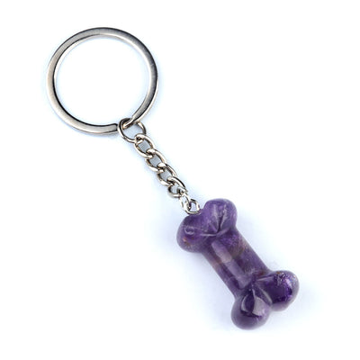 Olivenorma Vibrant Color Natural Crystal Bone Shaped Keychain - Amethyst - image 32