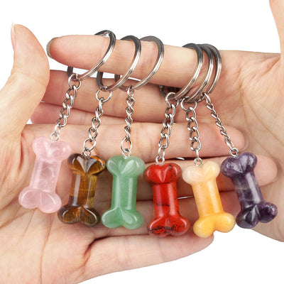 Olivenorma Vibrant Color Natural Crystal Bone Shaped Keychain - image 47