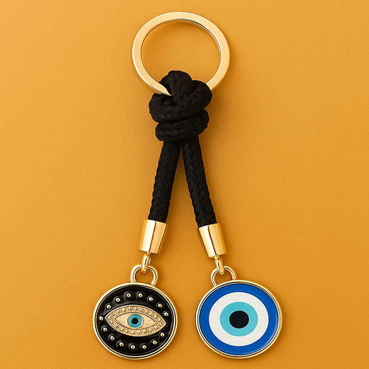 Olivenorma Colorful Knot Rope Evil Eye Keychain - Black - image 3