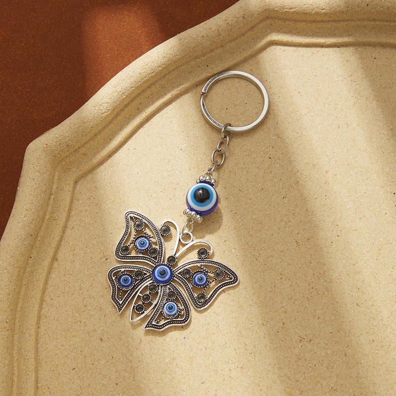 Olivenorma Creative Keychain with Blue Evil Eye & Animal/Plant Details - Butterfly-2 - image 6
