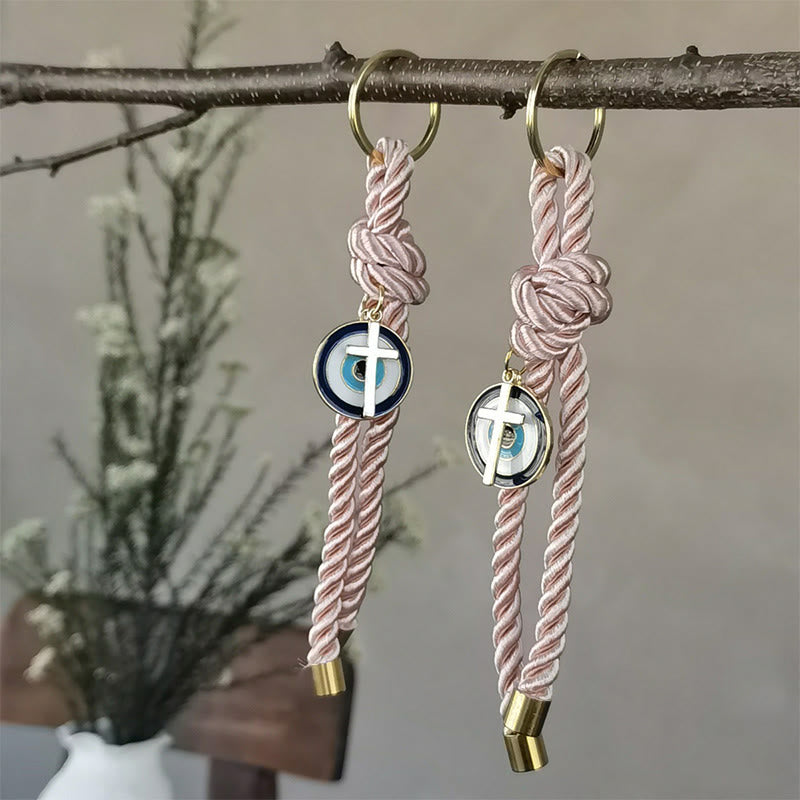 Olivenorma Multi - Color Twisted Rope Evil Eye Keychain with Evil Eyes - Pink - image 5
