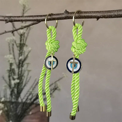 Olivenorma Multi - Color Twisted Rope Evil Eye Keychain with Evil Eyes - Green - image 1
