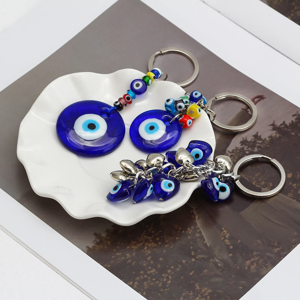 Olivenorma Vibrant Blue Heart Evil Eye Keychain with Multiple Charms - image 15