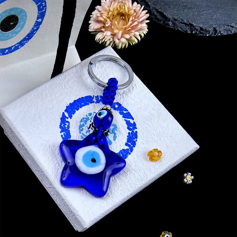 Olivenorma Protective Two-Colored Evil Eye Keychain - Assorted Shapes - Star - image 16