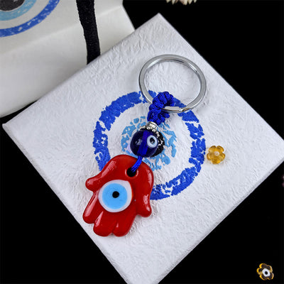 Olivenorma Protective Two-Colored Evil Eye Keychain - Assorted Shapes - Red Hamsa - image 12