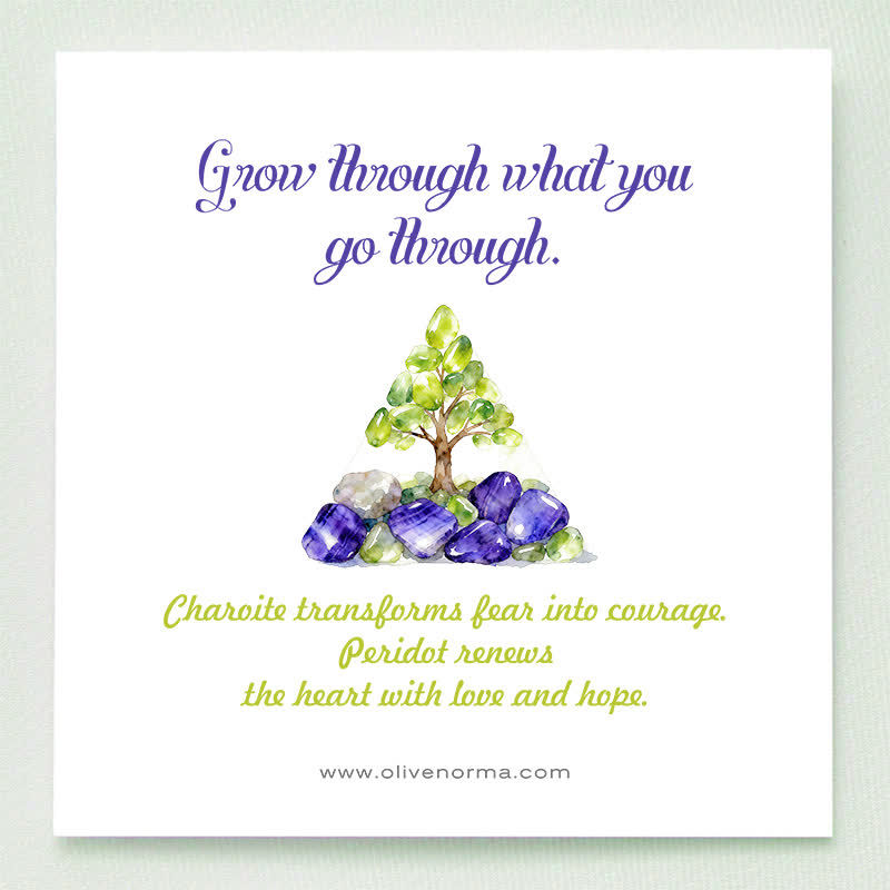 Olivenorma Tree of Harmony-Charoite & Peridot Orgone Pyramid - image 1