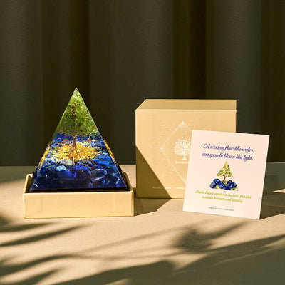Olivenorma Ocean of Wisdom-Lapis Lazuli & Peridot Tree of Life Orgone Pyramid - 10*10cm (With Card) - YES PLEASE $8 - image 0