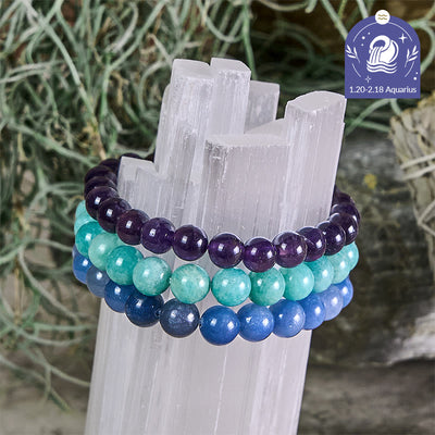 Olivenorma Aquarius - Jan 20 - Feb 18 - Zodiac Astrology Crystal Bracelet Set - Aquarius Bracelet Set - 10mm - image 0