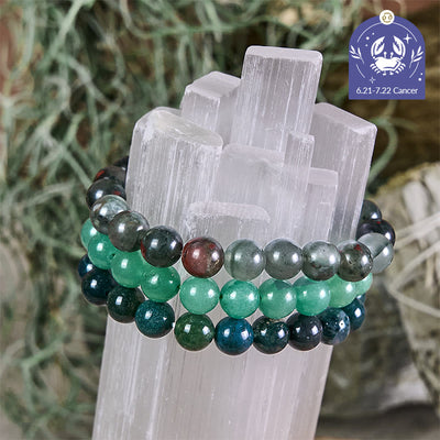 Olivenorma Cancer - Jun 21 - Jul 22 - Zodiac Astrology Crystal Bracelet Set - Cancer Bracelet Set - 10mm - image 0