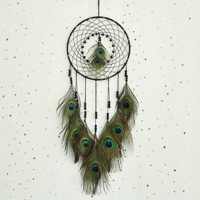 Olivenorma Glow Beads Handmade Peacock Feather Dream Catcher - Style 1 - image 0