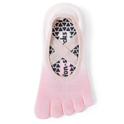 Olivenorma Five Toe Gradient Non-Slip Grips Straps Yoga Socks - Pink & White - 8Pairs(Same color) - image 14