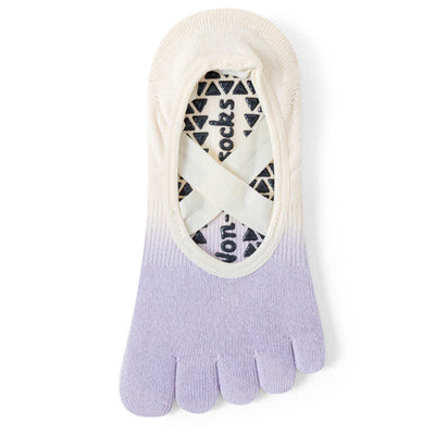 Olivenorma Five Toe Gradient Non-Slip Grips Straps Yoga Socks - Purple & White - 8Pairs(Same color) - image 15