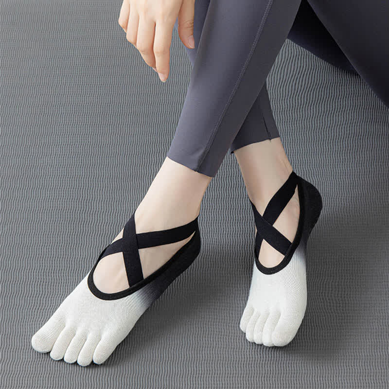 Olivenorma Five Toe Gradient Non-Slip Grips Straps Yoga Socks - image 6