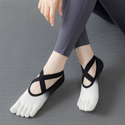 Olivenorma Five Toe Gradient Non-Slip Grips Straps Yoga Socks - image 6
