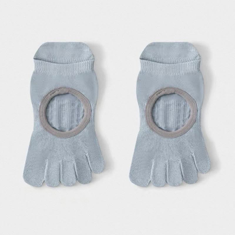 Olivenorma Five Toe Non-Slip Open-Top Yoga Socks - Blue - 6Pairs - image 2