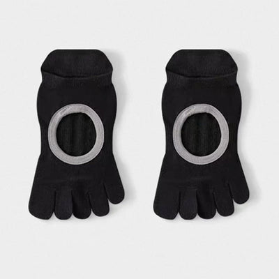 Olivenorma Five Toe Non-Slip Open-Top Yoga Socks - Black - 6Pairs - image 14