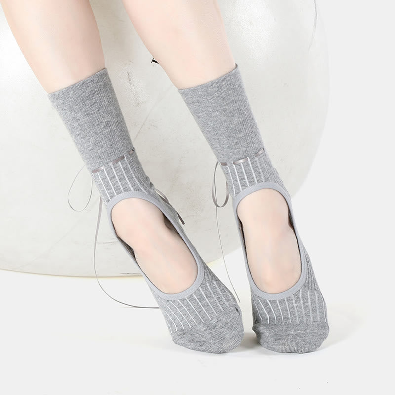 Olivenorma Ribbon Drawstring Non-Slip Backless Fitness Yoga Socks - image 14