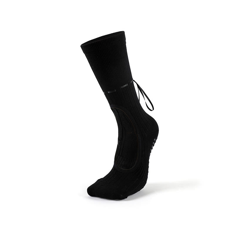 Olivenorma Ribbon Drawstring Non-Slip Backless Fitness Yoga Socks - Black - 3Pairs - image 1
