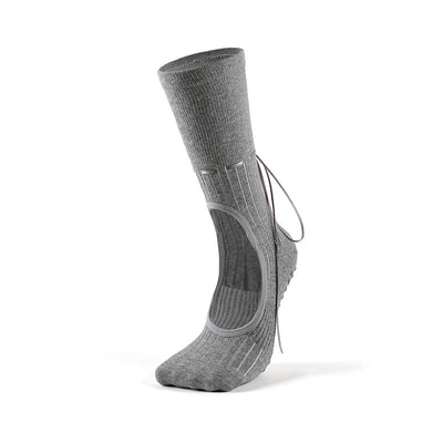 Olivenorma Ribbon Drawstring Non-Slip Backless Fitness Yoga Socks - Gray - 3Pairs - image 13
