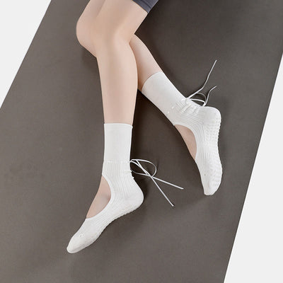 Olivenorma Ribbon Drawstring Non-Slip Backless Fitness Yoga Socks - image 11