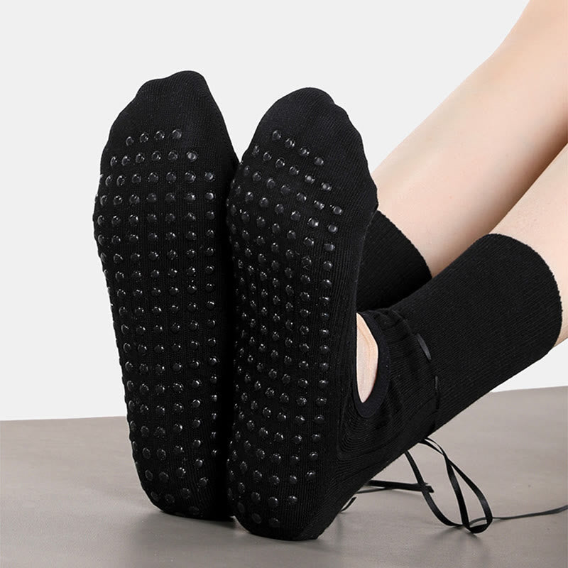 Olivenorma Ribbon Drawstring Non-Slip Backless Fitness Yoga Socks - image 5