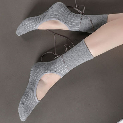 Olivenorma Ribbon Drawstring Non-Slip Backless Fitness Yoga Socks - image 15