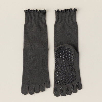 Olivenorma Lace Non-Slip Five-Toe Mid-Calf Yoga Socks - Dark Gray - 8pairs - image 3