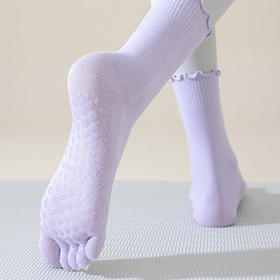 Olivenorma Lace Non-Slip Five-Toe Mid-Calf Yoga Socks - image 17