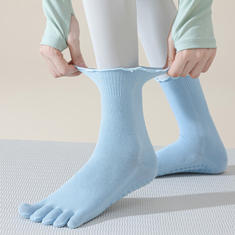 Olivenorma Lace Non-Slip Five-Toe Mid-Calf Yoga Socks - image 14