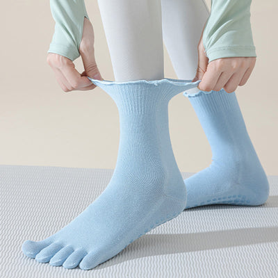 Olivenorma Lace Non-Slip Five-Toe Mid-Calf Yoga Socks - image 14
