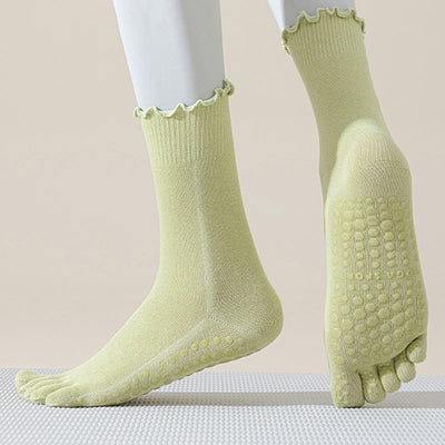 Olivenorma Lace Non-Slip Five-Toe Mid-Calf Yoga Socks - image 9