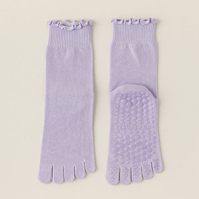 Olivenorma Lace Non-Slip Five-Toe Mid-Calf Yoga Socks - Purple - 8pairs - image 16