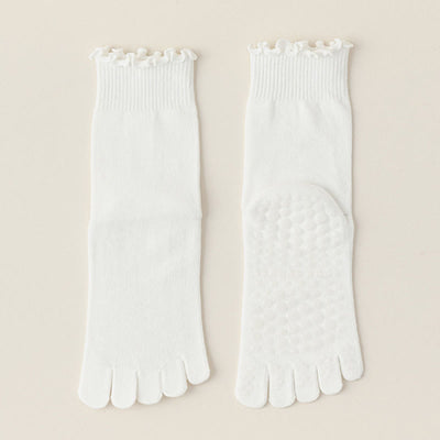 Olivenorma Lace Non-Slip Five-Toe Mid-Calf Yoga Socks - White - 8pairs - image 1