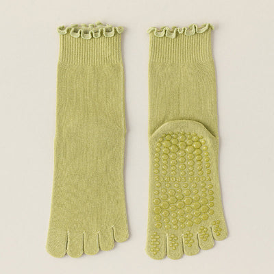 Olivenorma Lace Non-Slip Five-Toe Mid-Calf Yoga Socks - Green - 8pairs - image 6
