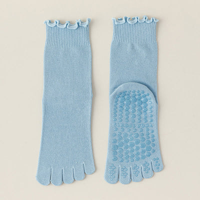 Olivenorma Lace Non-Slip Five-Toe Mid-Calf Yoga Socks - Blue - 8pairs - image 11