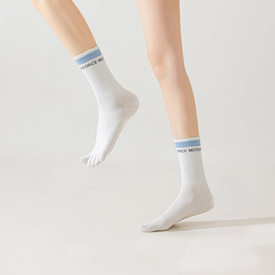 Olivenorma Breathable Five-Toe Non-Slip Silicone Grip Mid-Calf Yoga Socks - image 10