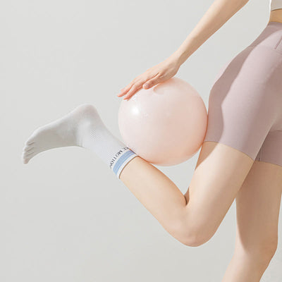 Olivenorma Breathable Five-Toe Non-Slip Silicone Grip Mid-Calf Yoga Socks - image 11