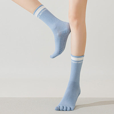 Olivenorma Breathable Five-Toe Non-Slip Silicone Grip Mid-Calf Yoga Socks - image 13