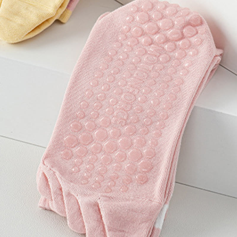 Olivenorma Breathable Five-Toe Non-Slip Silicone Grip Mid-Calf Yoga Socks - image 3