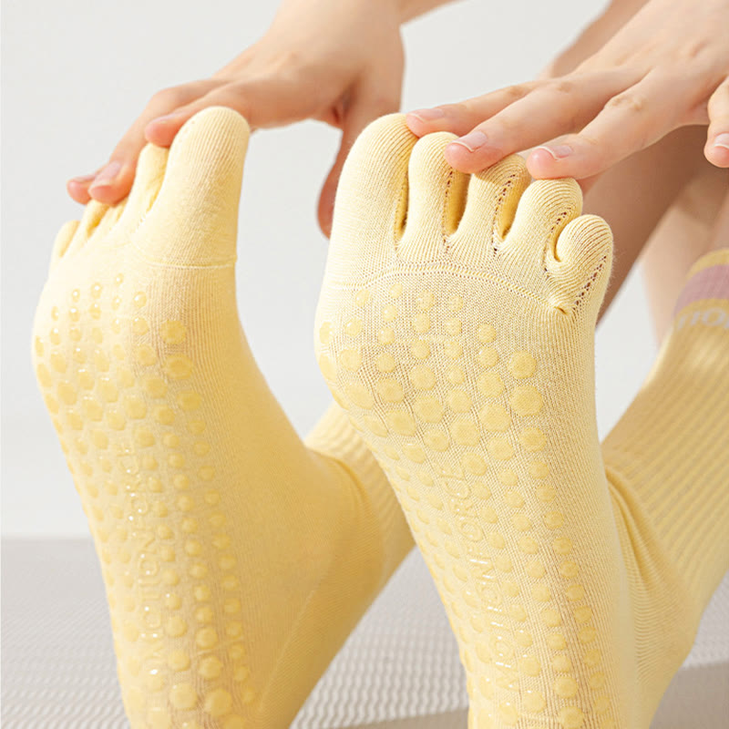 Olivenorma Breathable Five-Toe Non-Slip Silicone Grip Mid-Calf Yoga Socks - image 5