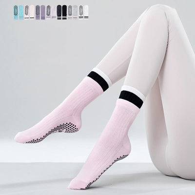 Olivenorma Women's Mid-Calf Non-Slip Pilates Floor Grip Yoga Socks - White - 13pairs - image 7