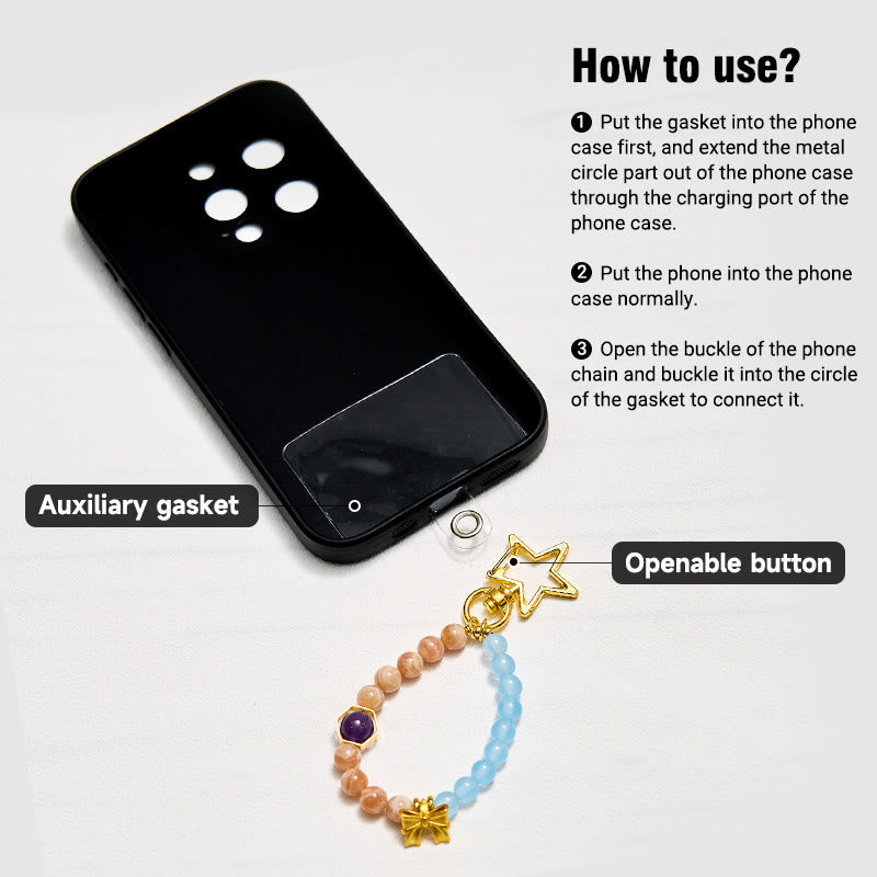 Olivenorma Sun Stone & Aquamarine Keychain Crystal Phone Strap - image 5